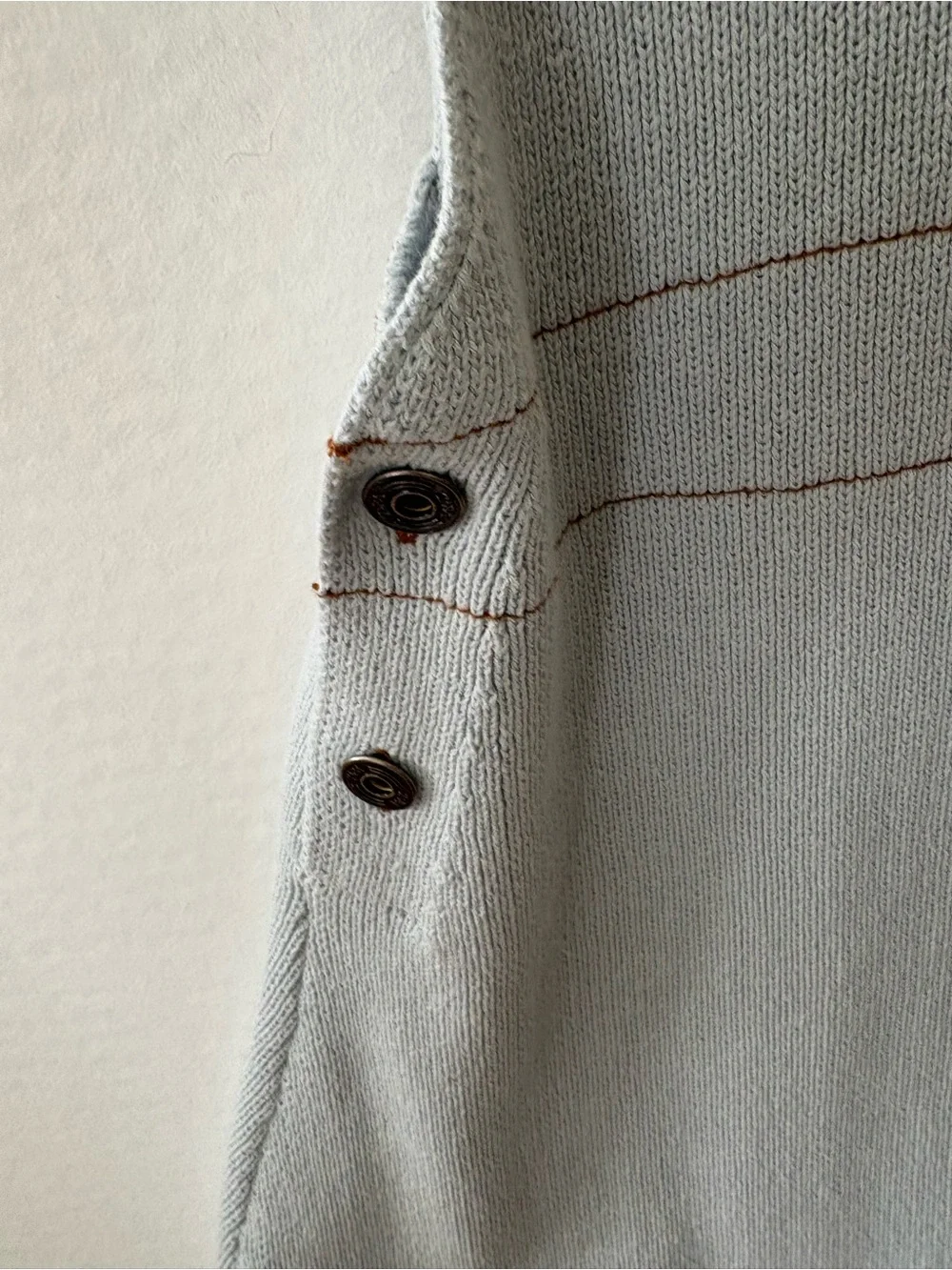 NWT Zara Pinafore Cotton Knit Overall Dress. Light Blue Small. Front Pocket.